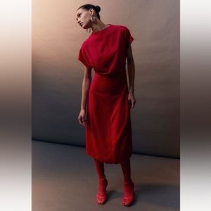 Red Tapered Waist Dress